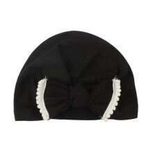 Neugeborenen-Baby-Turbanmütze mit Schleife Schwarz