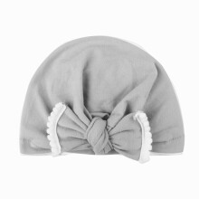 Neugeborenen-Baby-Turbanmütze mit Schleife Grau