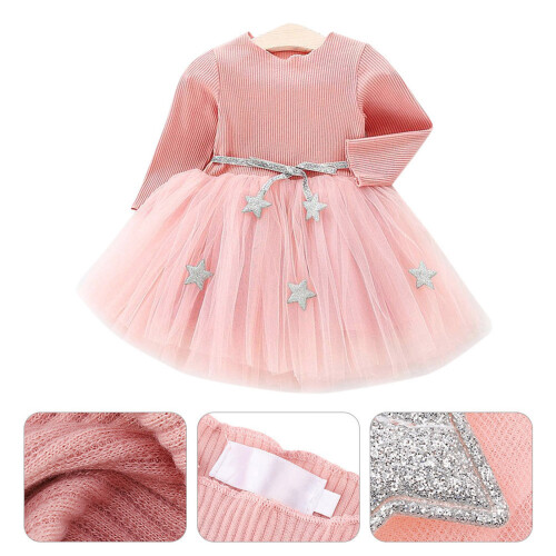 Kinder-Kleid Langarm Rosa 90 2