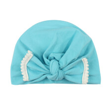 Neugeborenen-Baby-Turbanmütze mit Schleife Blau