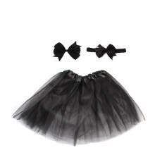 Baby-Mädchen-Kleidset mit Kopfbänder-Schleife (Schwarz)