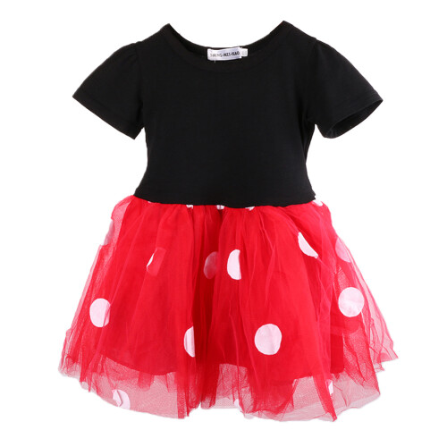 Kinder Kleid Kurzarm Einteiler mit Haarzubehör (Rot 70) 2