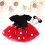 Kinder Kleid Kurzarm Einteiler mit Haarzubehör (Rot 80) 4