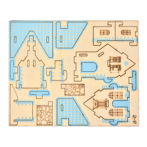 3D-Holzhäuser-Puzzle DIY-Bausatz für Kinder