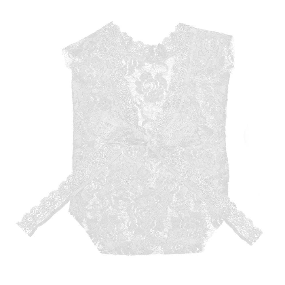Cute Newborn Photography Props Lace Baby Clothes (White) White 604725333322