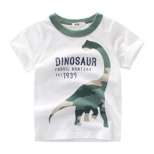 Boy Short Sleeve Cotton T-Shirt Cartoon Dinosaur (130)