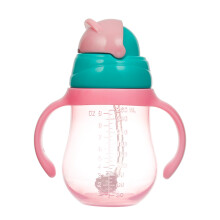 Baby Cartoon Feeding Bottle with Straw 260ml Pink