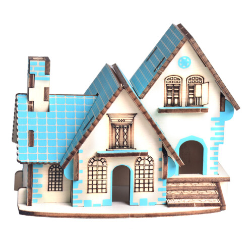 3D-Holzhäuser-Puzzle DIY-Bausatz für Kinder 2