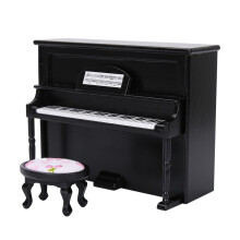 Puppenhaus Mini-Klavier mit Hocker Schwarz
