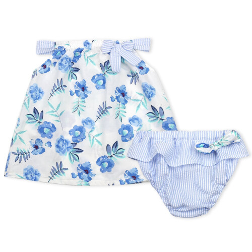 2x Blumendruck, ärmellos, Baby-Mädchen, hellblau 1