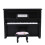 Puppenhaus Mini-Klavier mit Hocker Schwarz 2
