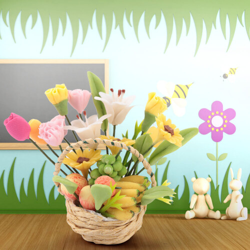 Mini Bloemen- en Fruitmand Decoratie 1:12 2