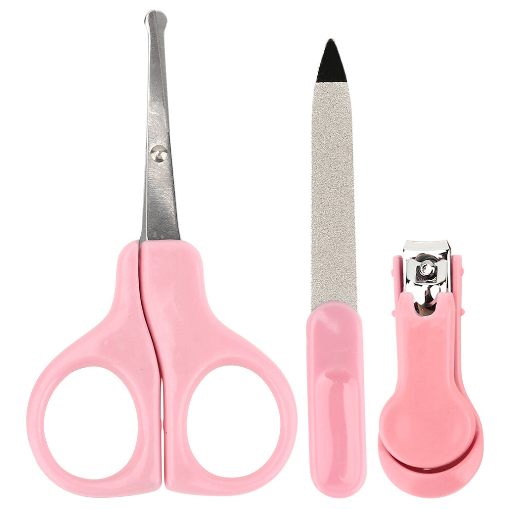 3Pcs Baby Fingernail Clipper Set Infant Nail Scissor File (Pink) Pink