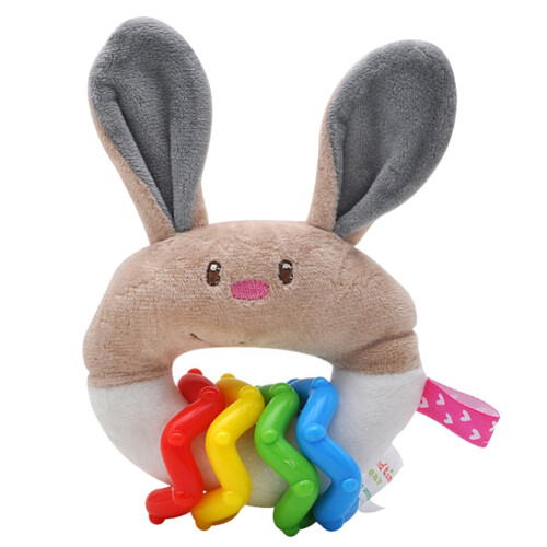Tierförmiges Baby-Rassel mit Beißring (Grauer Hase)