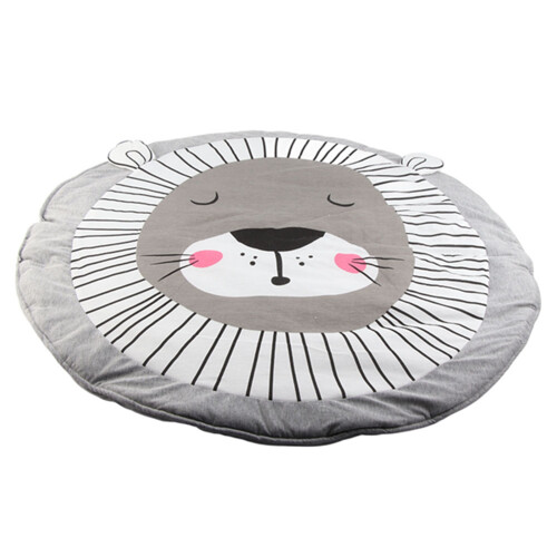 Babyspielmatte aus Baumwolle mit Tiermuster (Grau/Löwe)