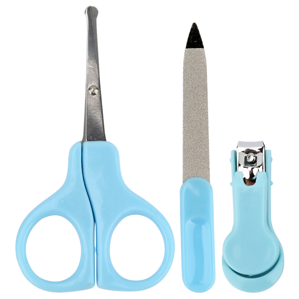 3Pcs Baby Fingernail Clipper Set Infant Nail Scissor File (Blue) Blue