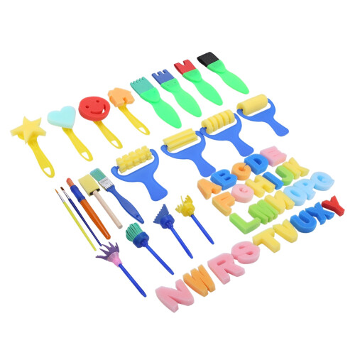 47 Pcs DIY Kids Color Sponge Brushes 1