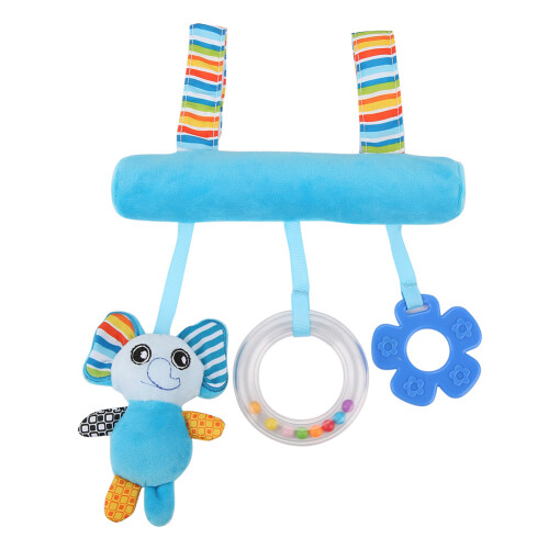 Blue Elephant Plush Rattle for Crib