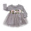 Mädchen Kleid Langarm Tüll Spitze Party Grau 100cm 1