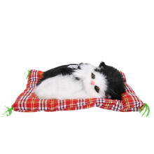 Plüsch Katze Spielzeug mit Sound Kinder Geschenk Schwarz/Weiß