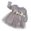 Mädchen Kleid Langarm Tüll Spitze Party Grau 100cm 3