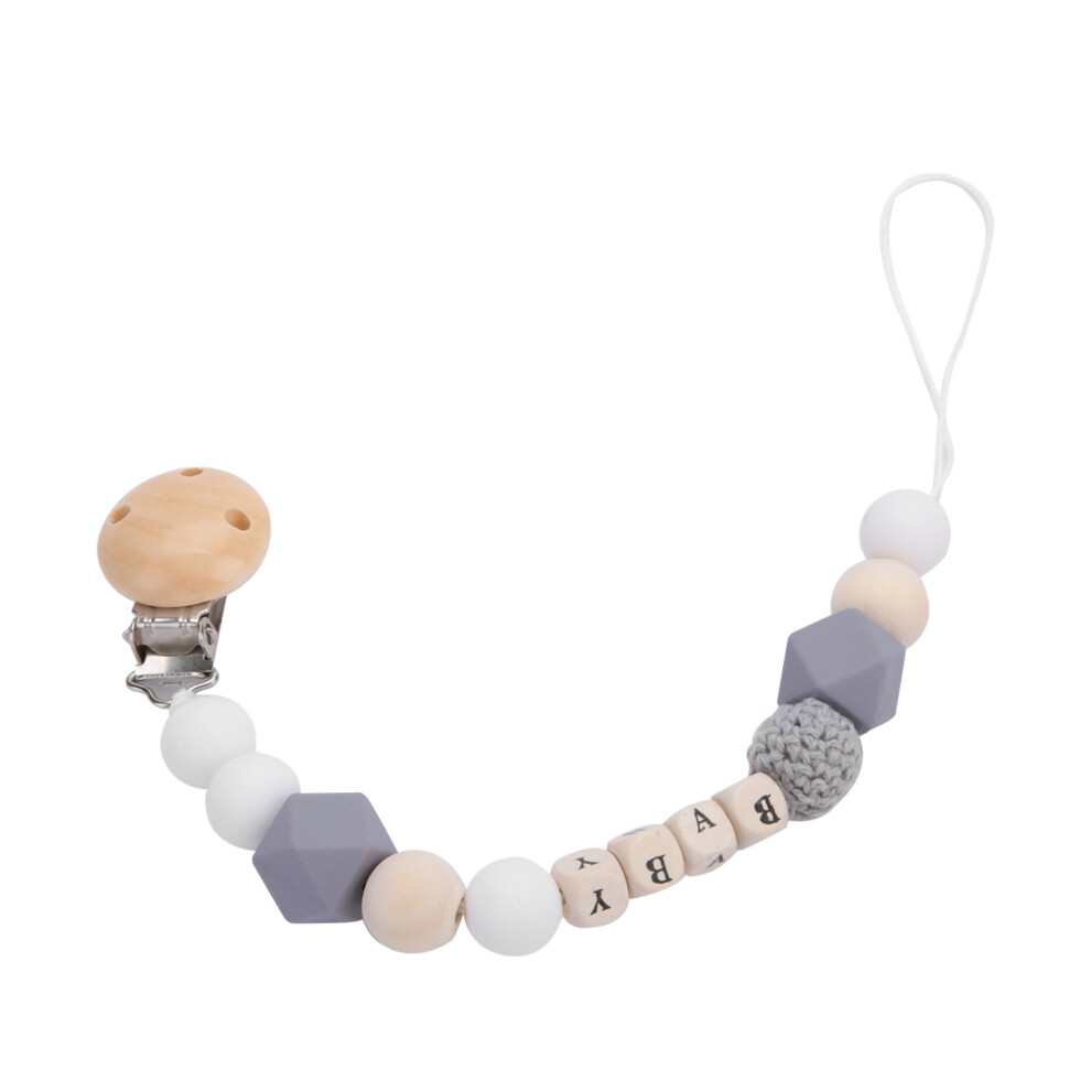Silicone Pacifier Clip Bead Holder Chain (Grey) Grey