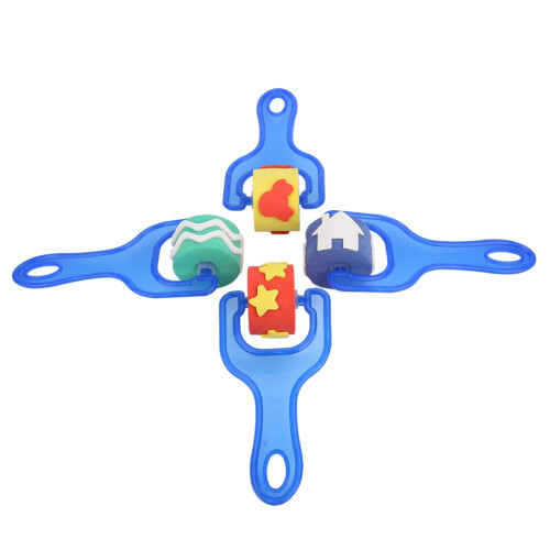 4x Kinder-Malset EVA-Schwammroller Pinsel Blau