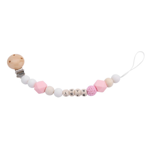 Silicone Pacifier Clip Bead Holder Chain (Pink) 2