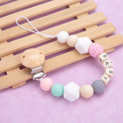 Silicone Pacifier Clip Bead Holder Chain (Multicolour) 2