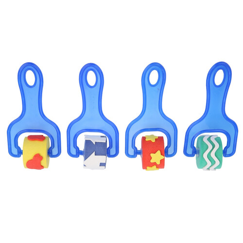 4x Kinder-Malset EVA-Schwammroller Pinsel Blau 2