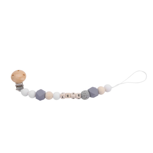 Silicone Pacifier Clip Bead Holder Chain (Grey) 1