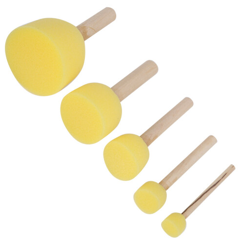 5x Kinder-Mal-Schwammpinsel Holzgriff 2