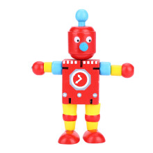 Niedliche Holz-Roboter-Lernspielzeuge für Kinder (Rot)