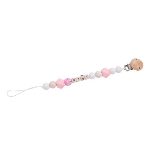 Silicone Pacifier Clip Bead Holder Chain (Pink) 1