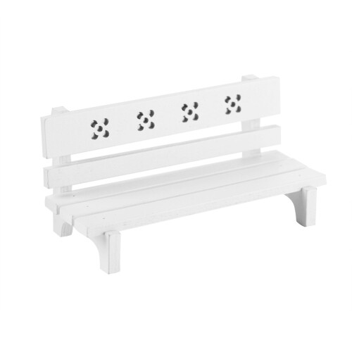 Mini-Puppenhaus 1:12 mit Sitzbank (Weiß) 1