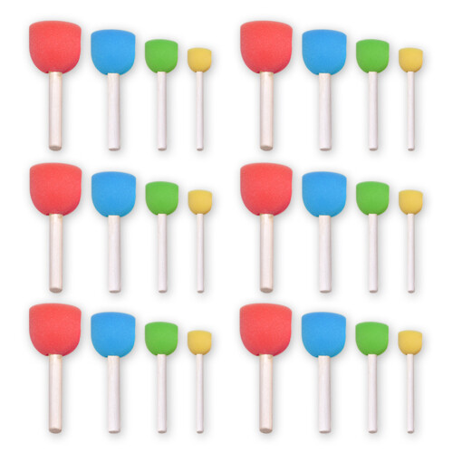 24x Mini DIY Paint Sponges & Brushes