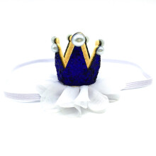 Kopfband mit Krone und Blume für Mädchen, Weiß/Blau
