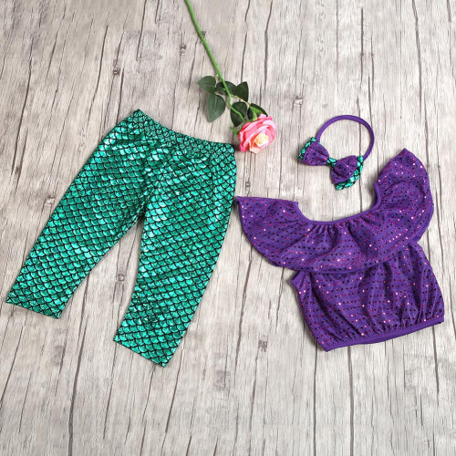 3Pcs Sequin Dot Swimsuit + Headband Set 1