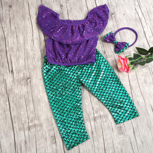 3Pcs Sequin Dot Swimsuit + Headband Set 2