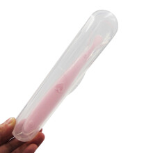 Siliconen Baby Eetlepel met Doos Roze