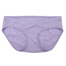 Cotton Breathable U-shaped Low Waist Pregnant Underpants (Purple, L)