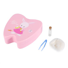 Wooden Baby Tooth Box Pink Rabbit Organizer