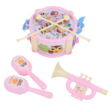 Pädagogisches Trommel-Sandspielzeug mit Hammer und Trompete (Pink)