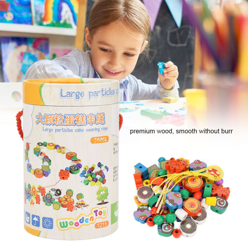 Colorful Wooden Beads Stringing Toy 2