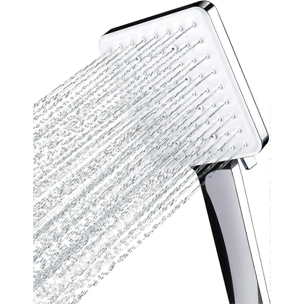 Kikidex (As Show, One Size) Shower Head, Large Square Shower Head With One Hand Control, High Pressure Shower Head With 6 Shower Modes, Chrome