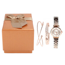 (Silver Pink White) Women Watch Set Silver Pink White Fashion Jewelry Gift