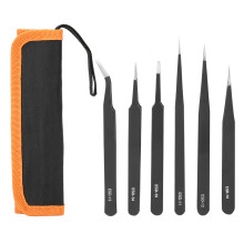 1.5mm 6pcs Stainless Steel Tweezers Set Nail Art Watch Repair Tool