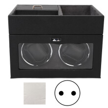 (EU Plug Grey) 2 Watch Winder Double Headed Vertical Light Adjustable Height Silent