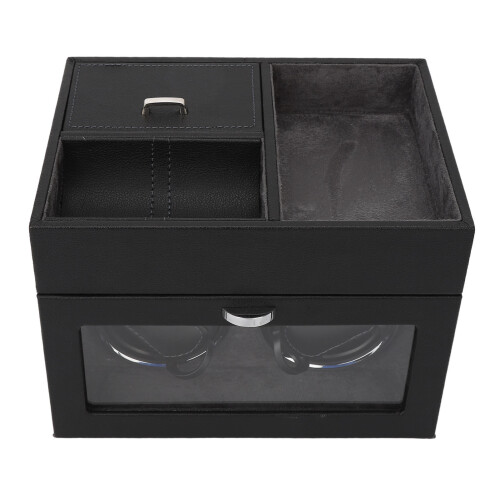 (AU Plug Grey) 2 Watch Winder Double Headed Vertical Light Adjustable Height Silent 2