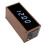 Digital Alarm Clock Wireless Charger LED Display Brown Keys 5